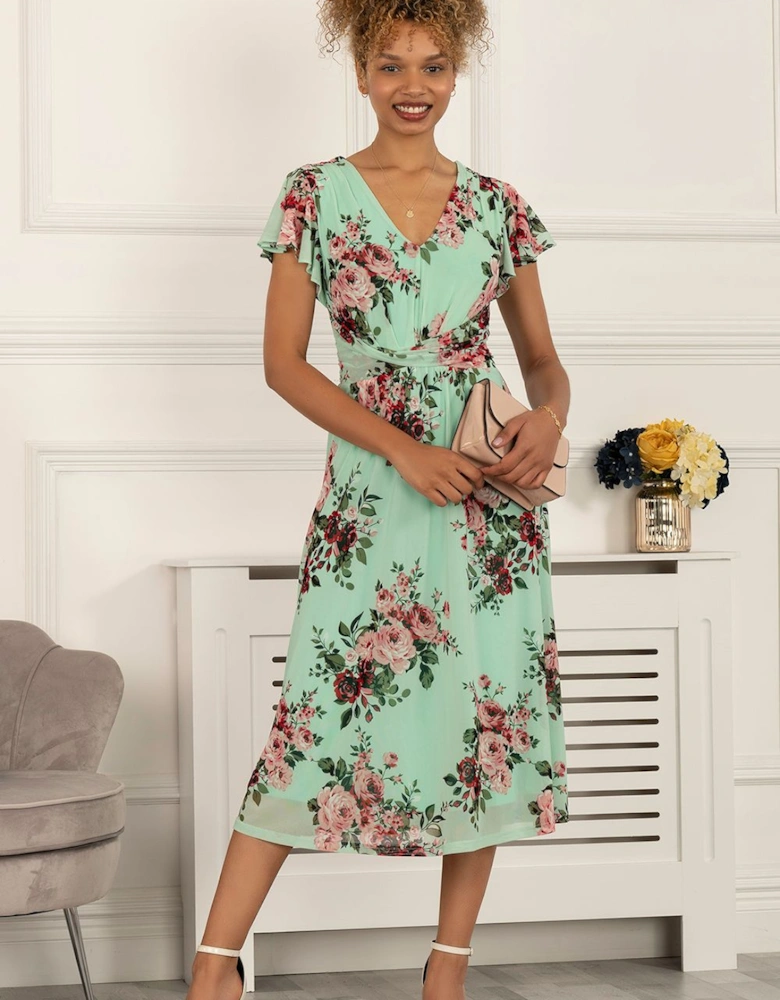 Scarlett Cap Sleeve Mesh Midi Dress