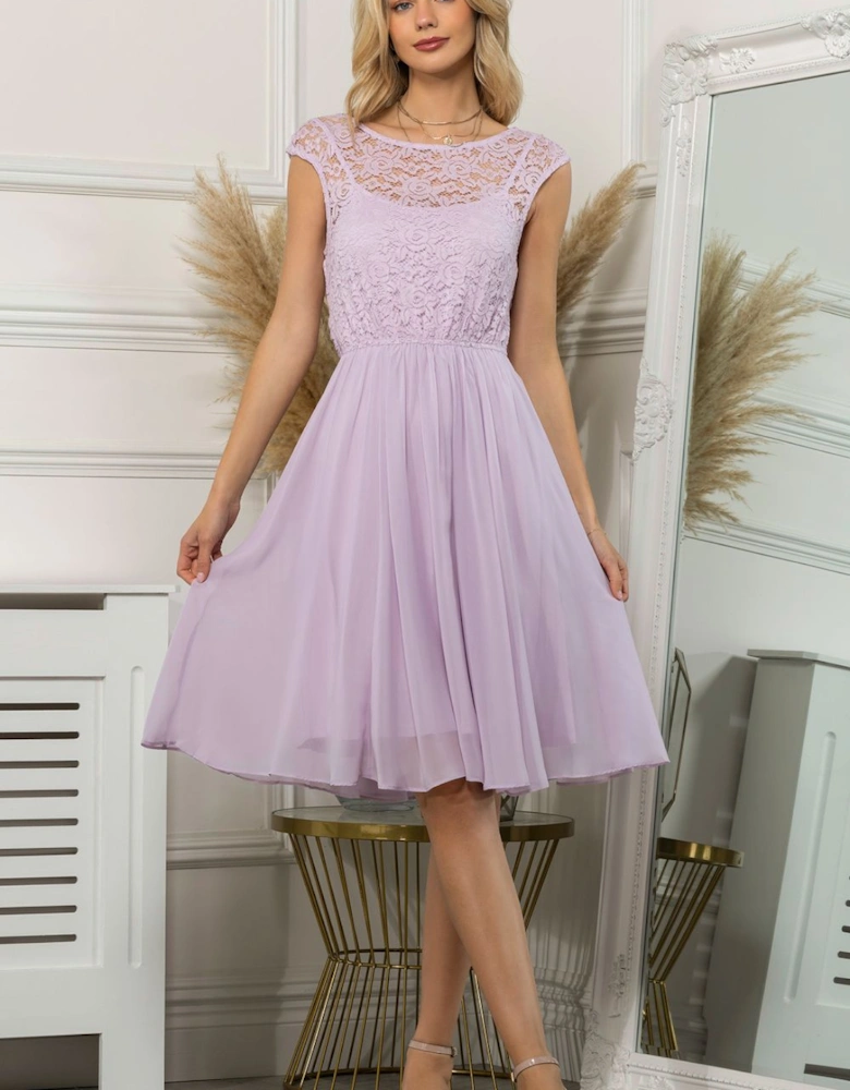 Lace Bodice Flare Dress