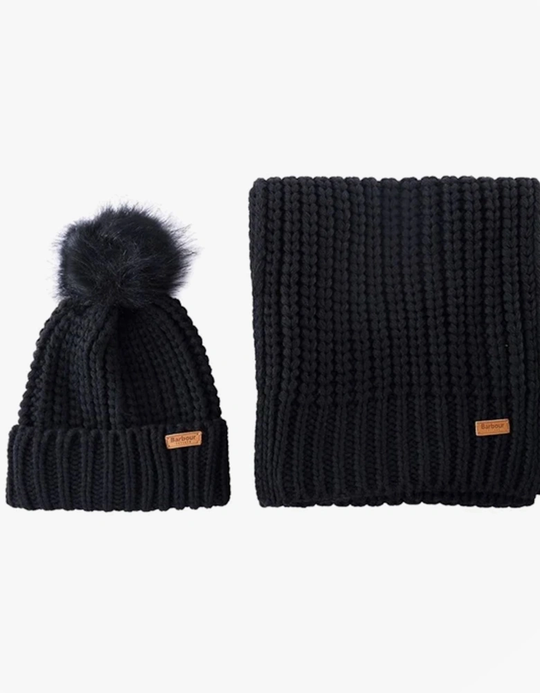 SALTBURN BEANIE & SCARF Womens Gift Set Black