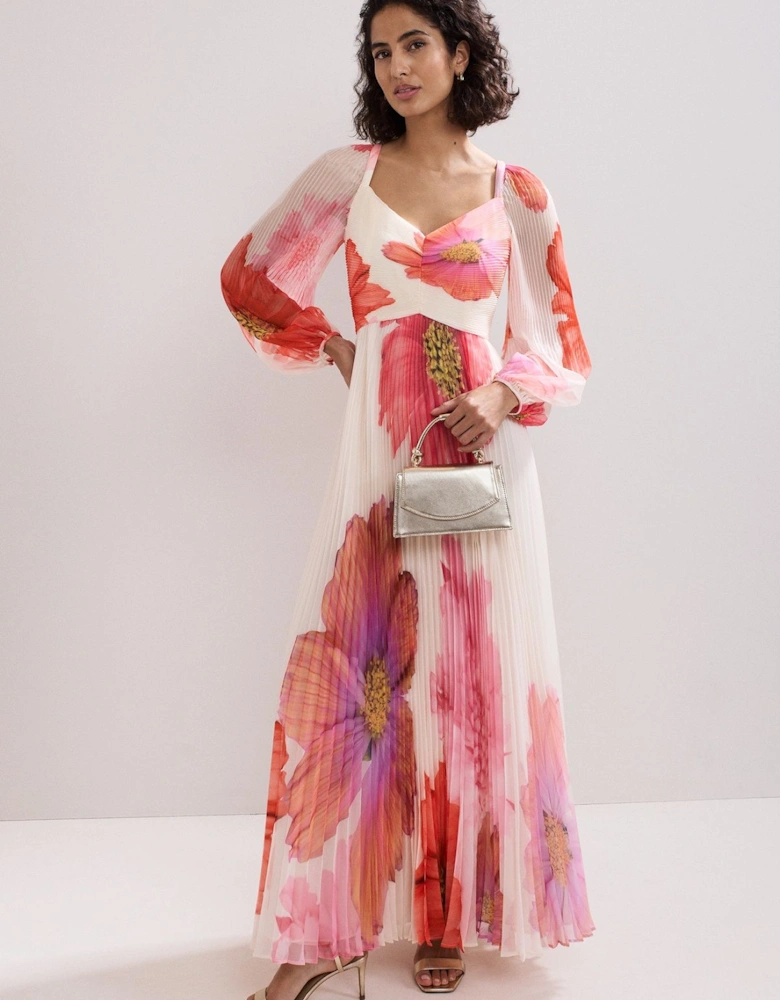 Reanna Pleated Floral Maxi Dress