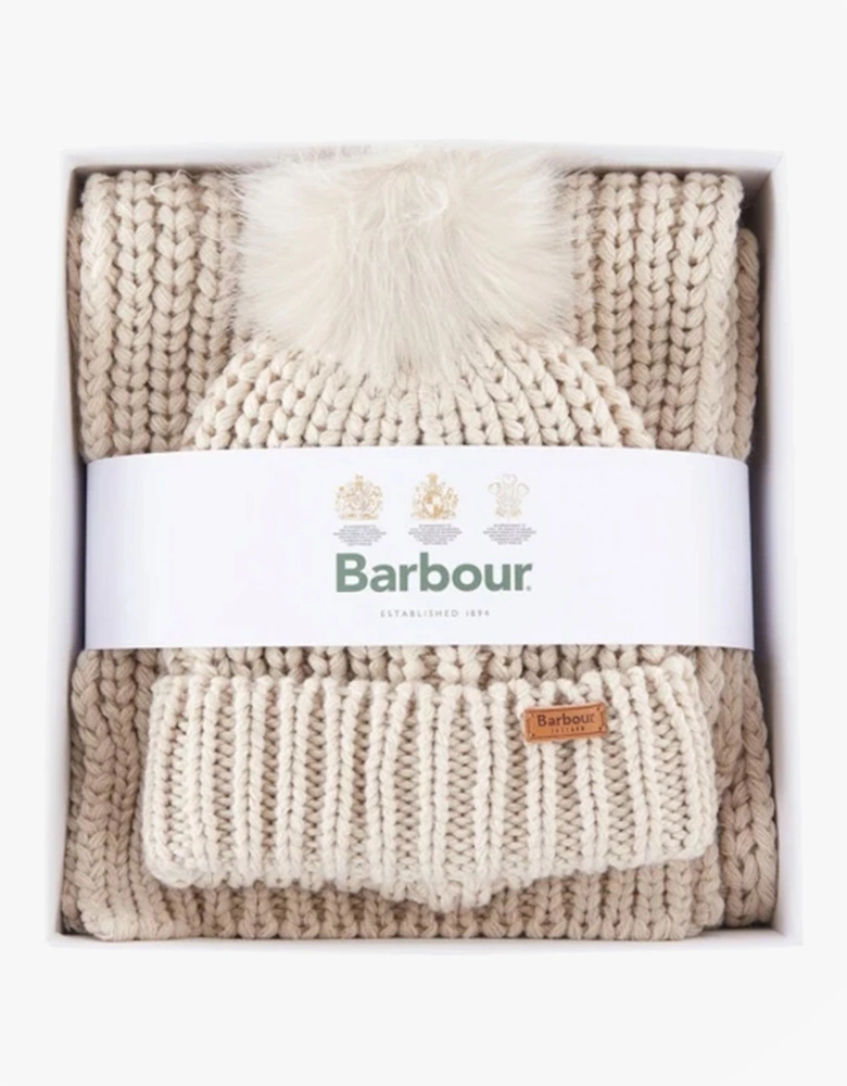 SALTBURN BEANIE & SCARF Womens Gift Set Pearl
