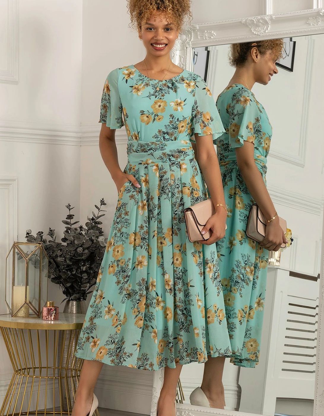 Reagan Floral Print Chiffon Dress, 2 of 1