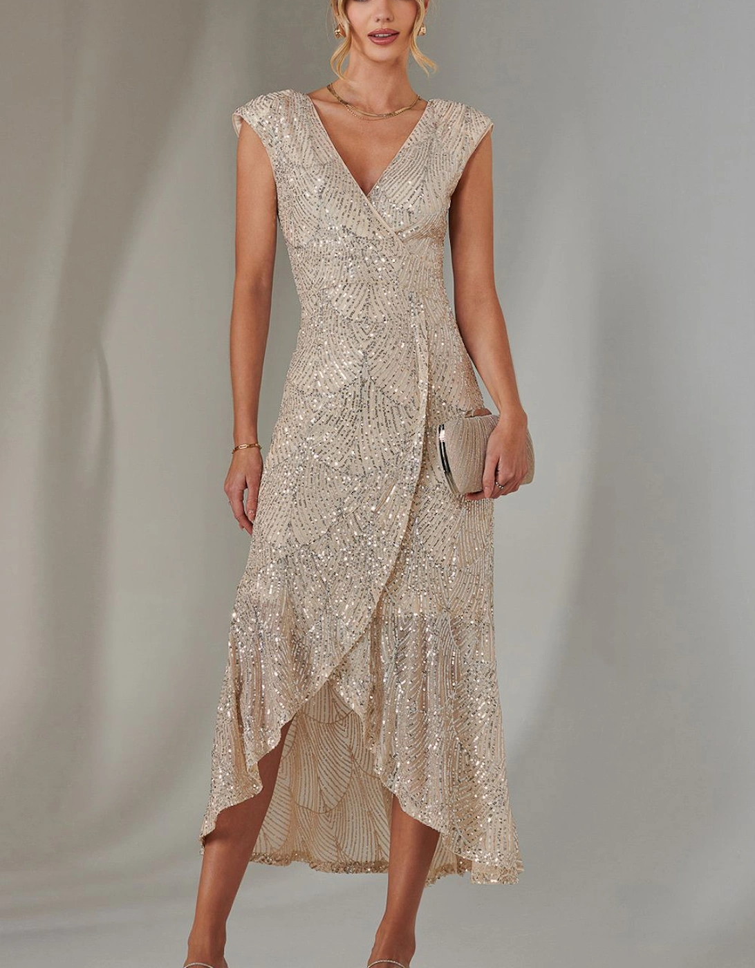 Sequin Ruffle Hem Maxi Dress, 2 of 1
