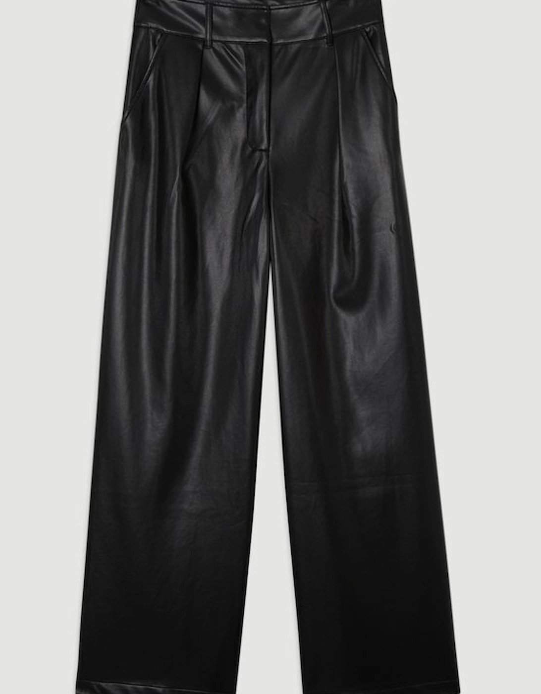 Faux Leather High Waisted Wide Leg Trousers