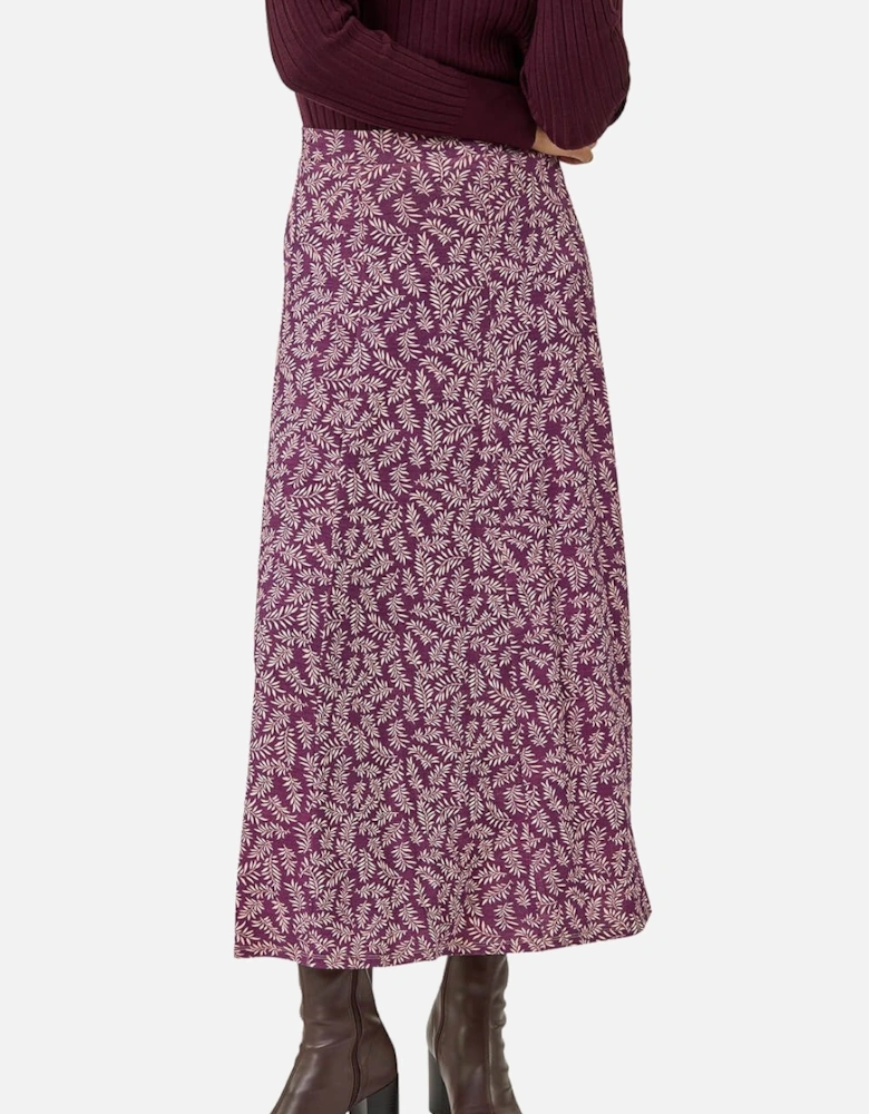 Sprig Leaf Stretch Midi Skirt