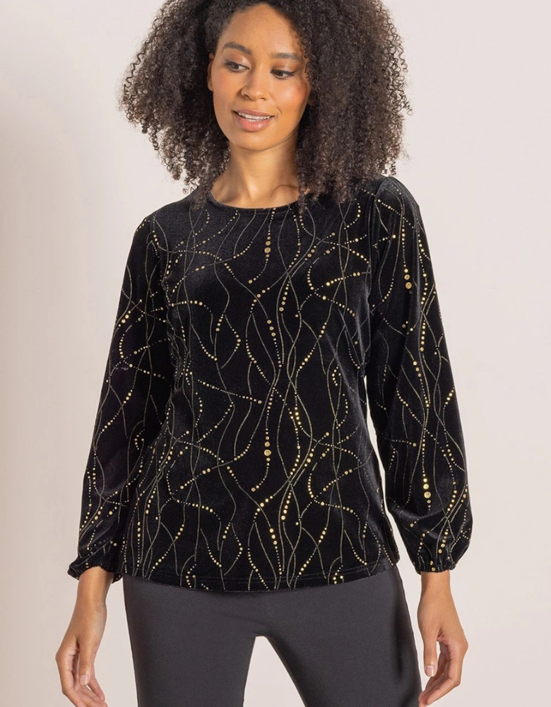 Circle Print Velour Top