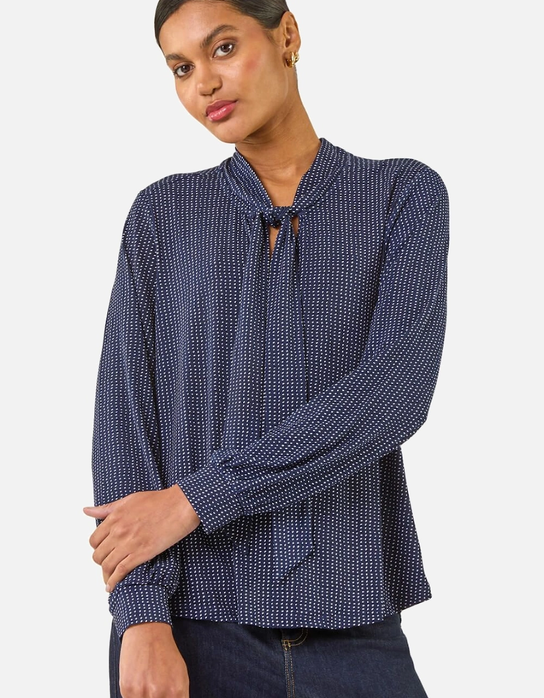 Polka Dot Tie Neck Top, 2 of 1