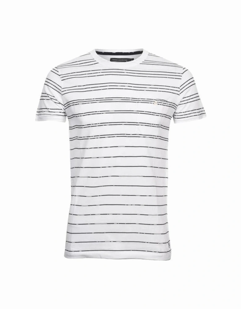 Striped Crew-Neck Pocket T-Shirt, White/navy