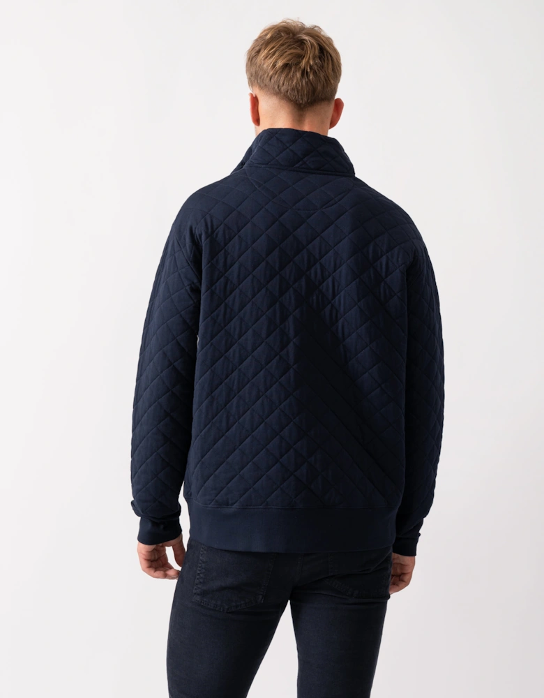 Mens Quilted Cord Collar Full Zip - 433 Evening Blue