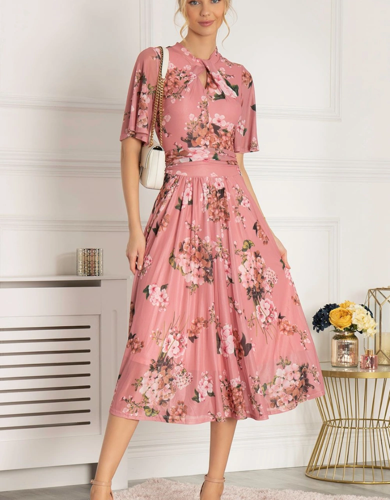 Danika Keyhole Neck Mesh Dress