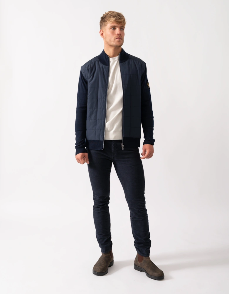 Kelbrook Mens Merino Wool Zip Cardigan - Dark Ink