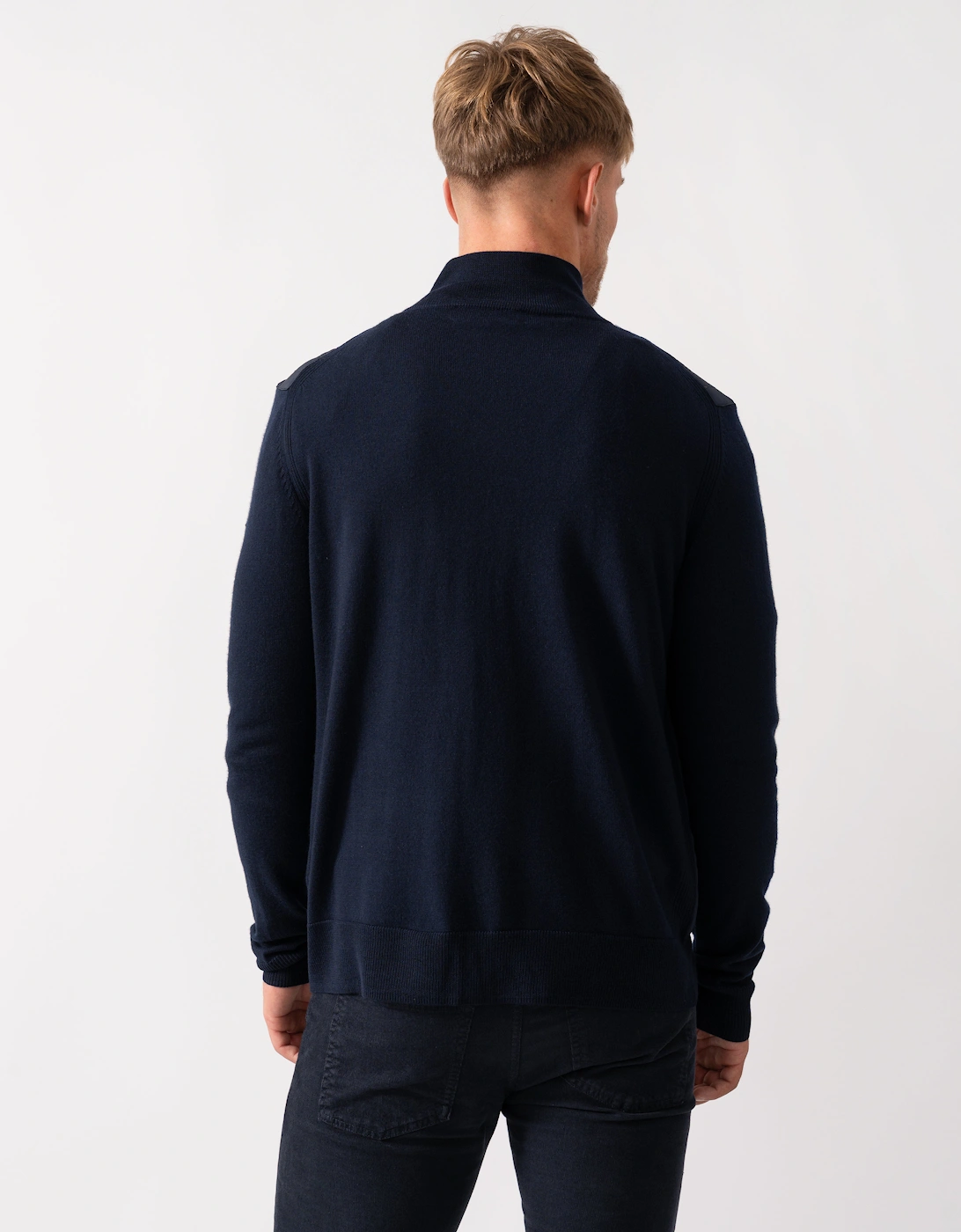 Kelbrook Mens Merino Wool Zip Cardigan - Dark Ink