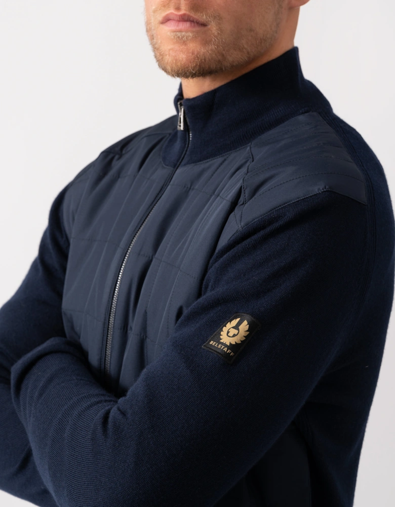 Kelbrook Mens Merino Wool Zip Cardigan - Dark Ink