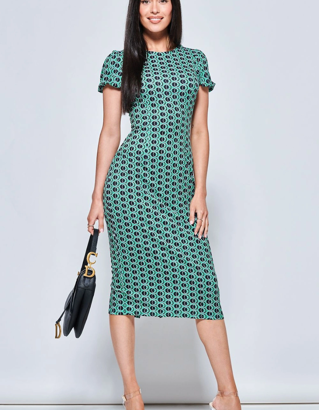 Short Sleeve Jersey Bodycon Midi Dress, 2 of 1