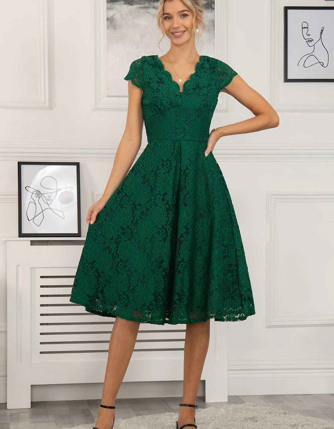 Cap Sleeve Lace Midi Dress, 2 of 1