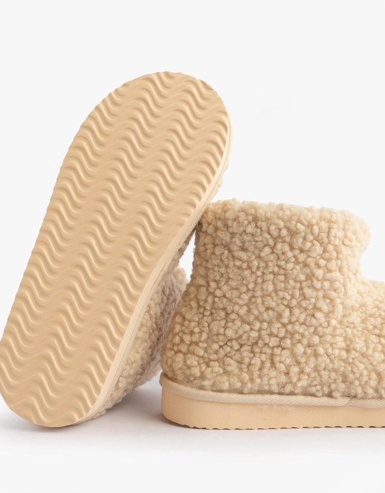 Jo & Joe TEDDY Womens Bootie Slippers Beige