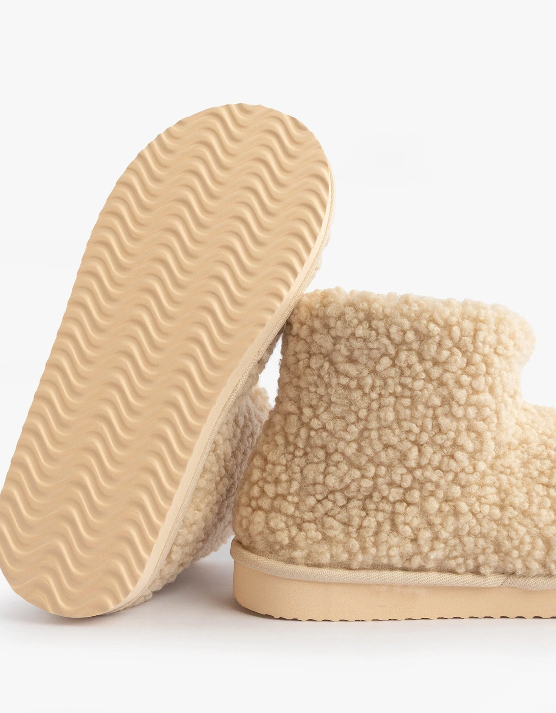 Jo & Joe TEDDY Womens Bootie Slippers Beige