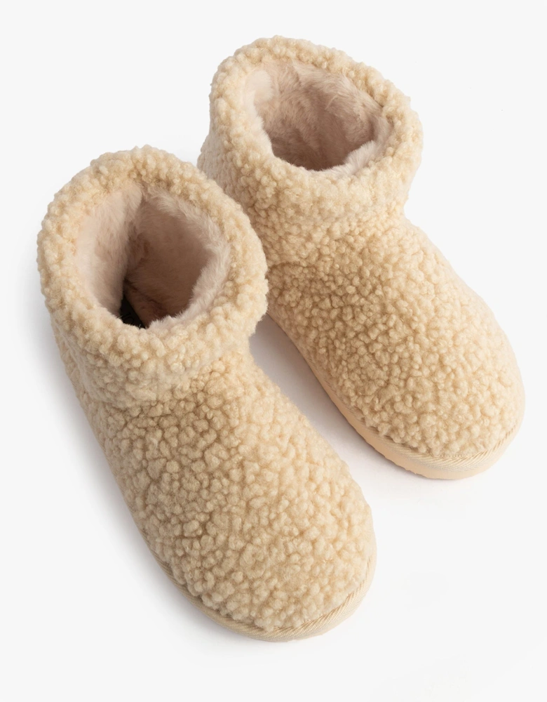 Jo & Joe TEDDY Womens Bootie Slippers Beige