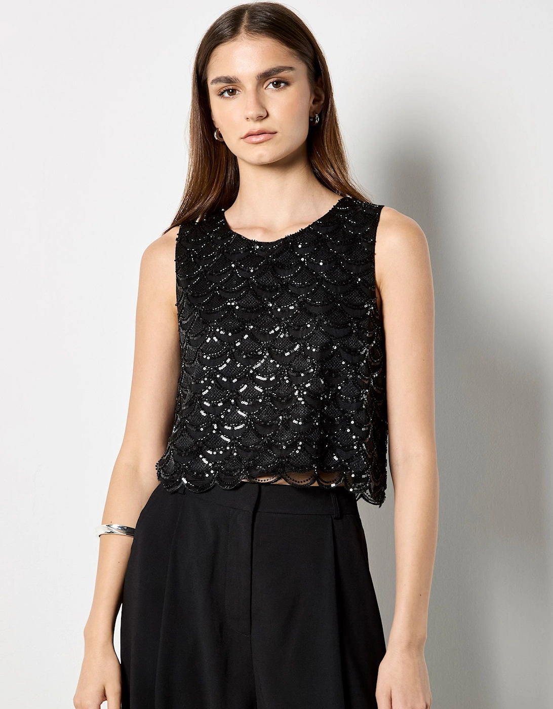 Scallop Sequin Crop Top, 2 of 1