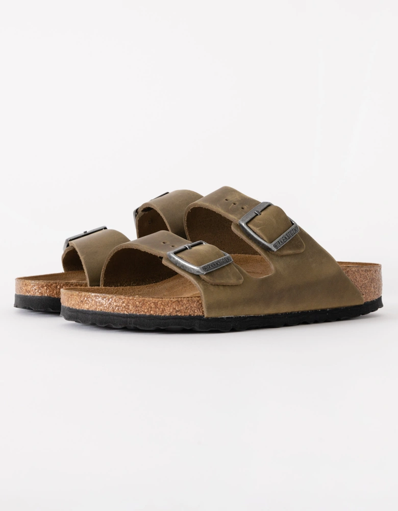 Oiled Natural Leather Womens Sandals - Faded Khaki