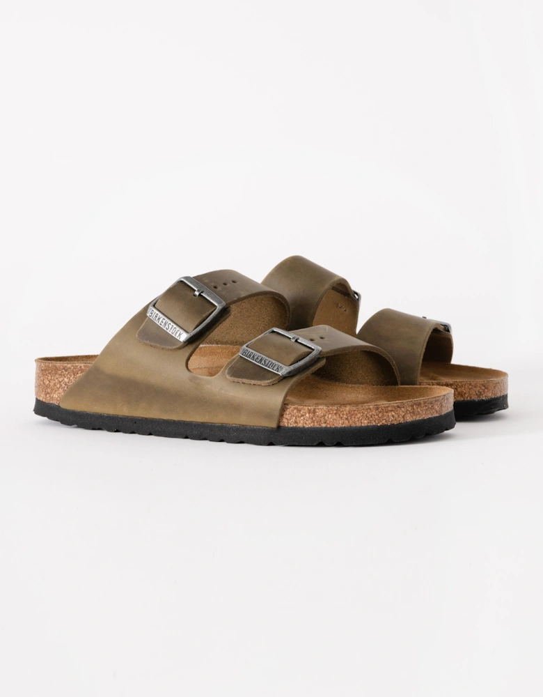 Oiled Natural Leather Womens Sandals - Faded Khaki