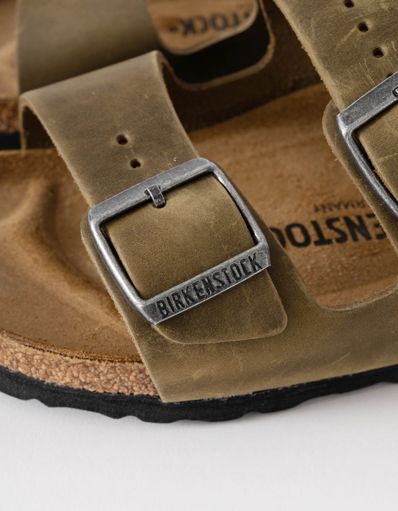 Oiled Natural Leather Womens Sandals - Faded Khaki