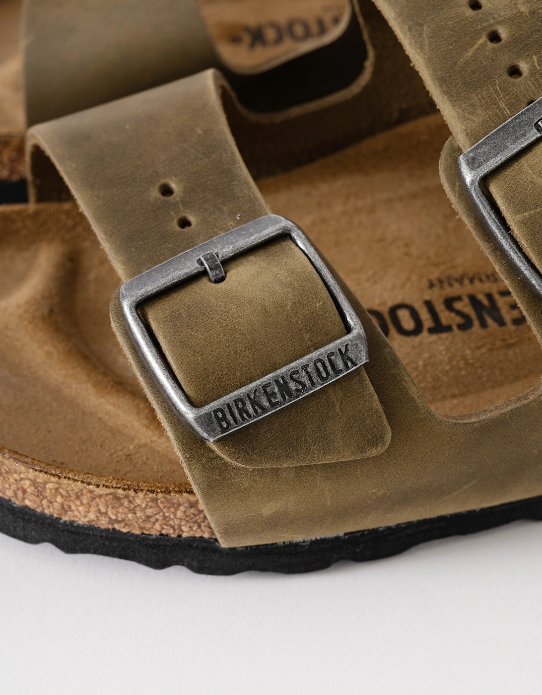 Oiled Natural Leather Womens Sandals - Faded Khaki