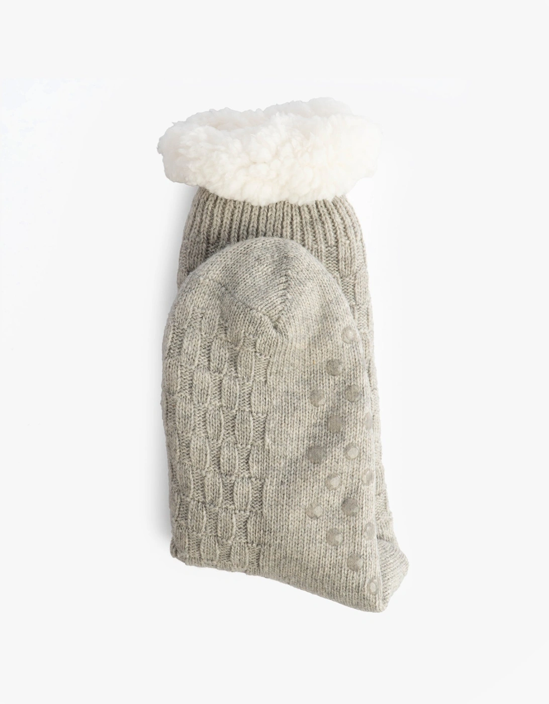CABLE KNIT LOUNGE Socks Womens Light Grey Marl