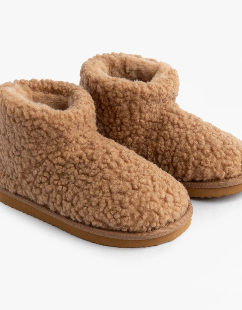 Jo & Joe TEDDY Womens Bootie Slippers Tan