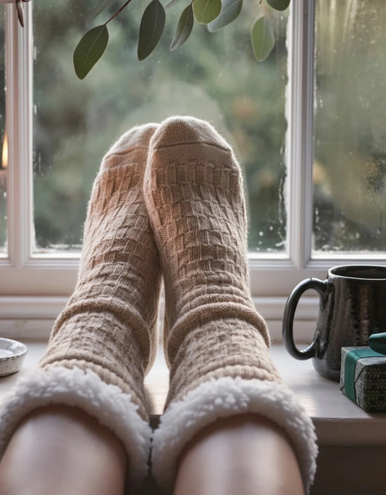 CABLE KNIT LOUNGE Socks Womens Socks Oatmeal
