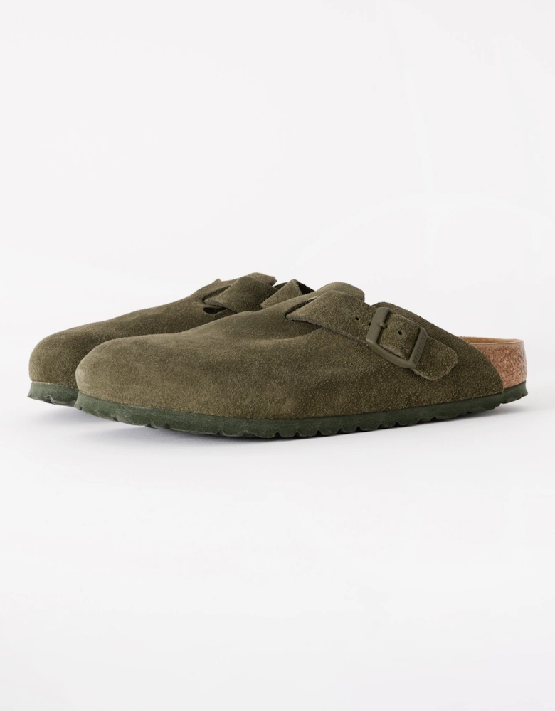 Suede Leather Womens Clogs - Thyme