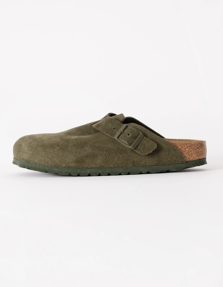 Suede Leather Womens Clogs - Thyme