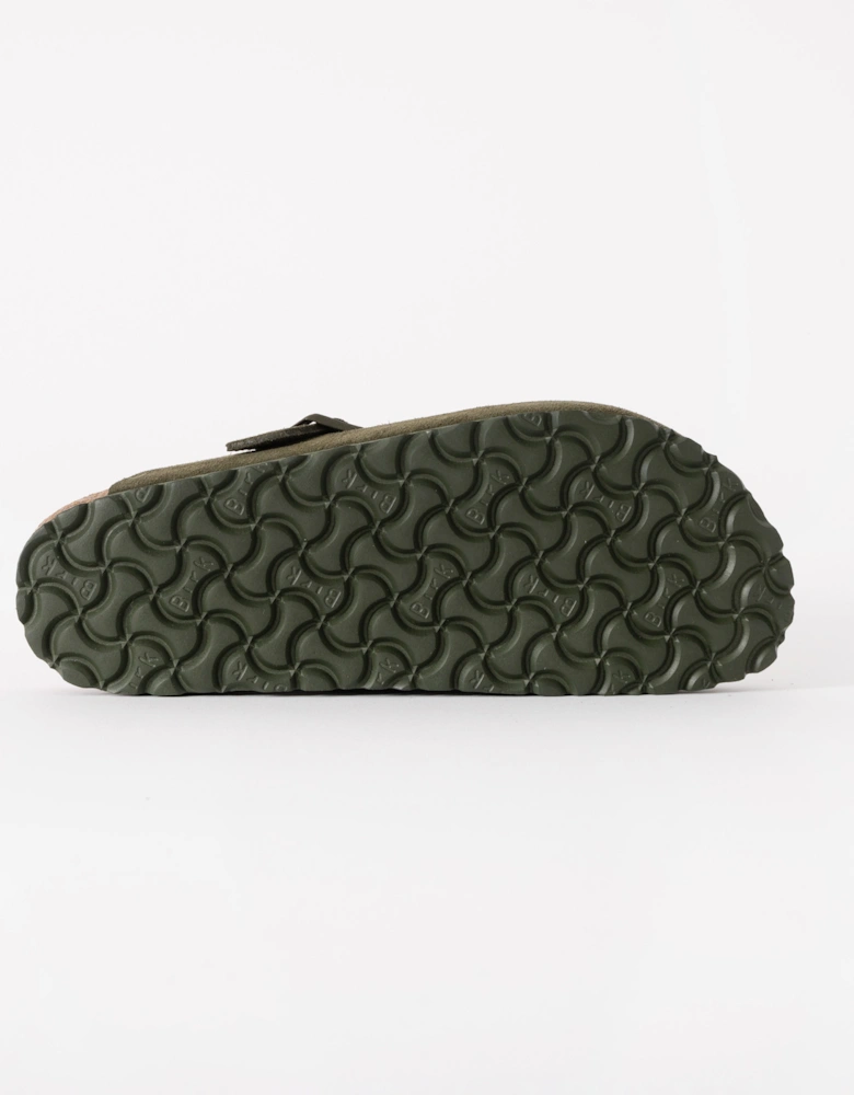 Suede Leather Womens Clogs - Thyme