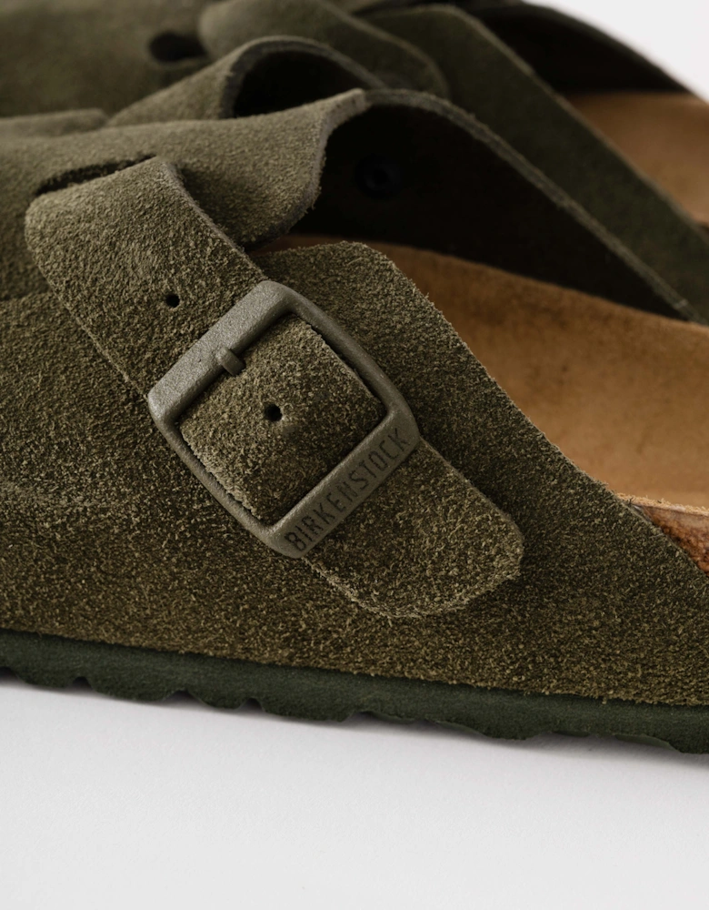 Suede Leather Womens Clogs - Thyme