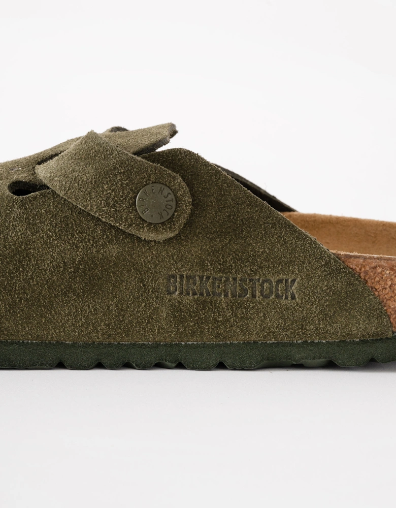 Suede Leather Womens Clogs - Thyme