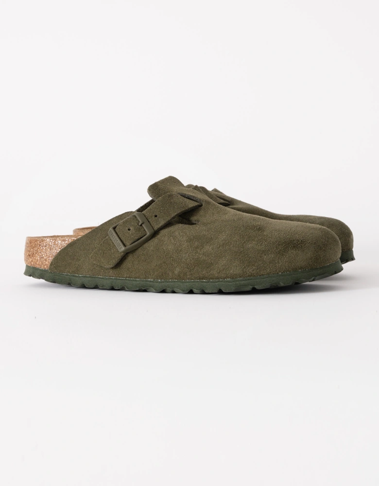 Suede Leather Womens Clogs - Thyme