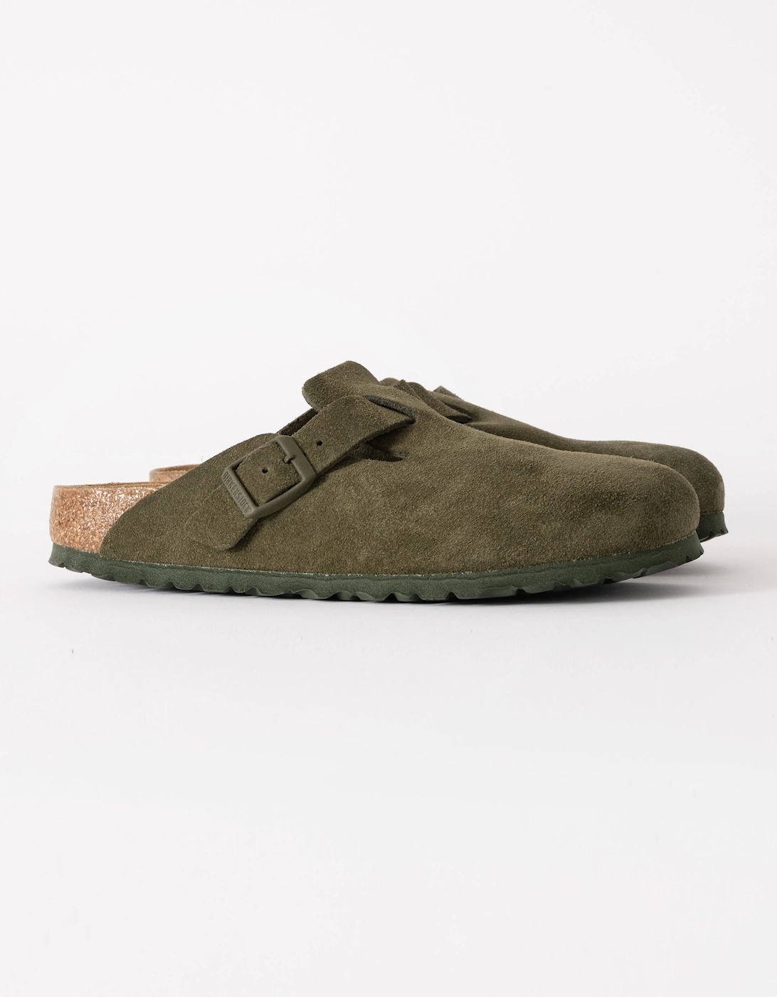 Suede Leather Womens Clogs - Thyme
