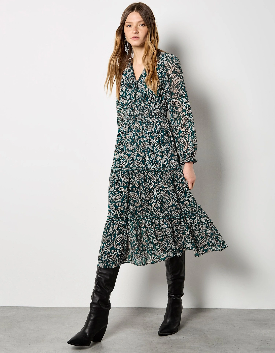 Paisley Print Chiffon Midi Dress, 2 of 1