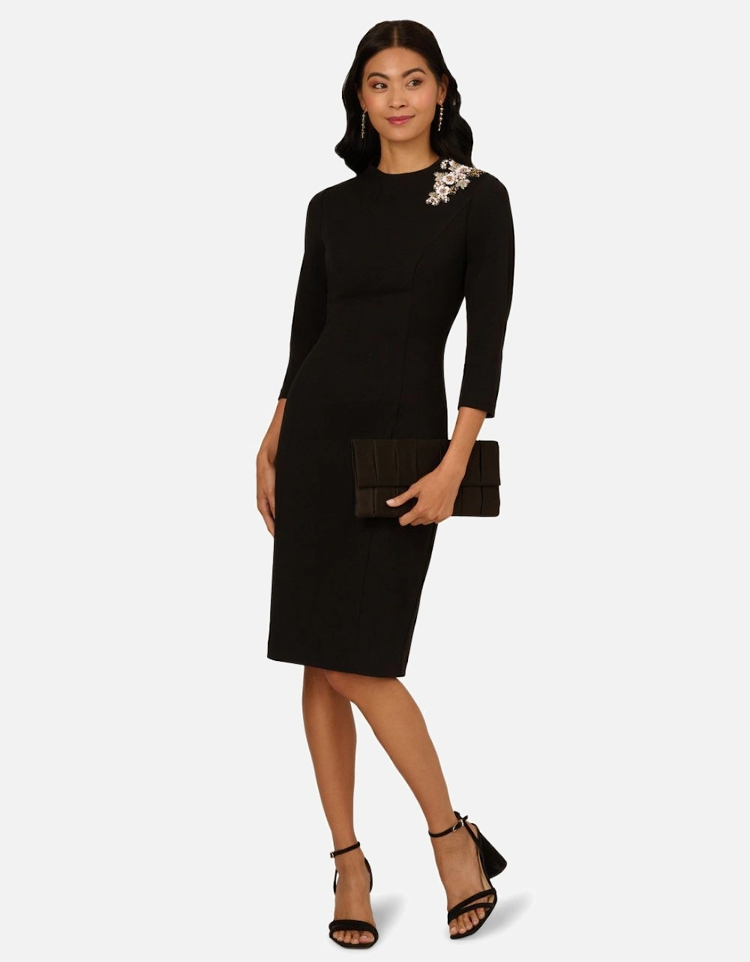 3D Floral Mockneck Midi Dress, 2 of 1