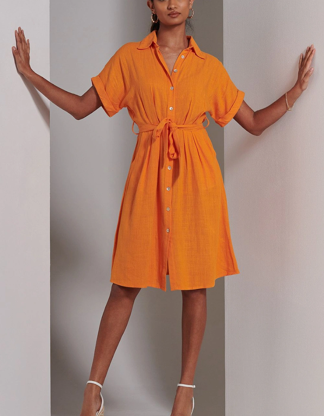 Olivea Linen Drop Shoulder Shirt Dress, 2 of 1