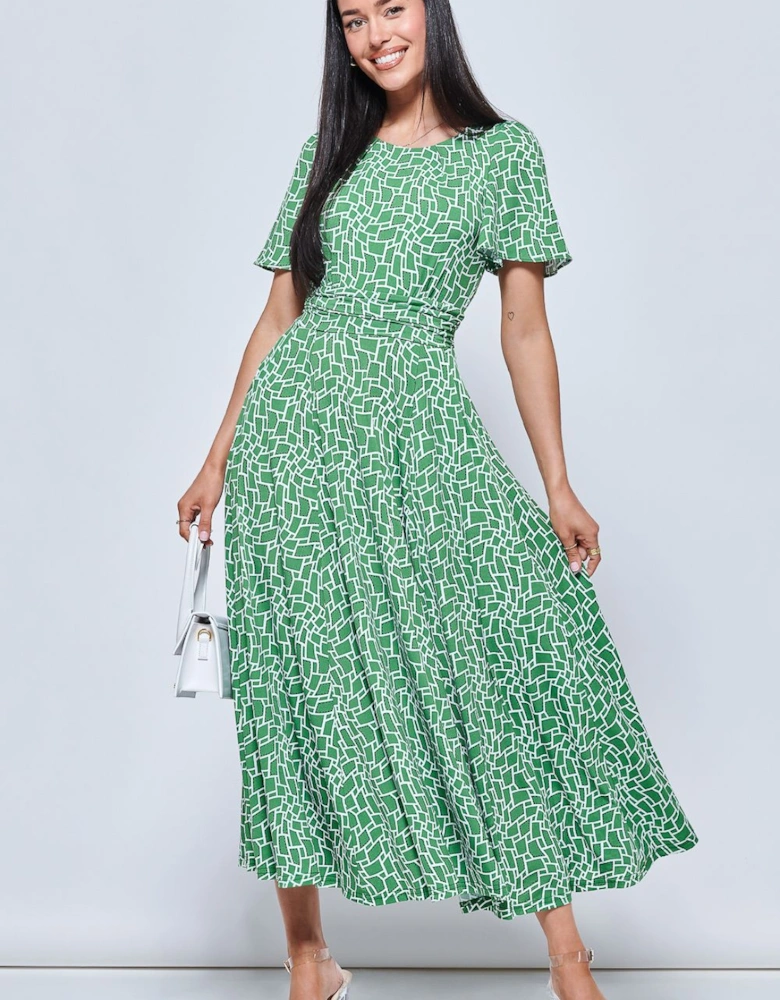 Boat Neck Angel Sleeve Maxi Dress