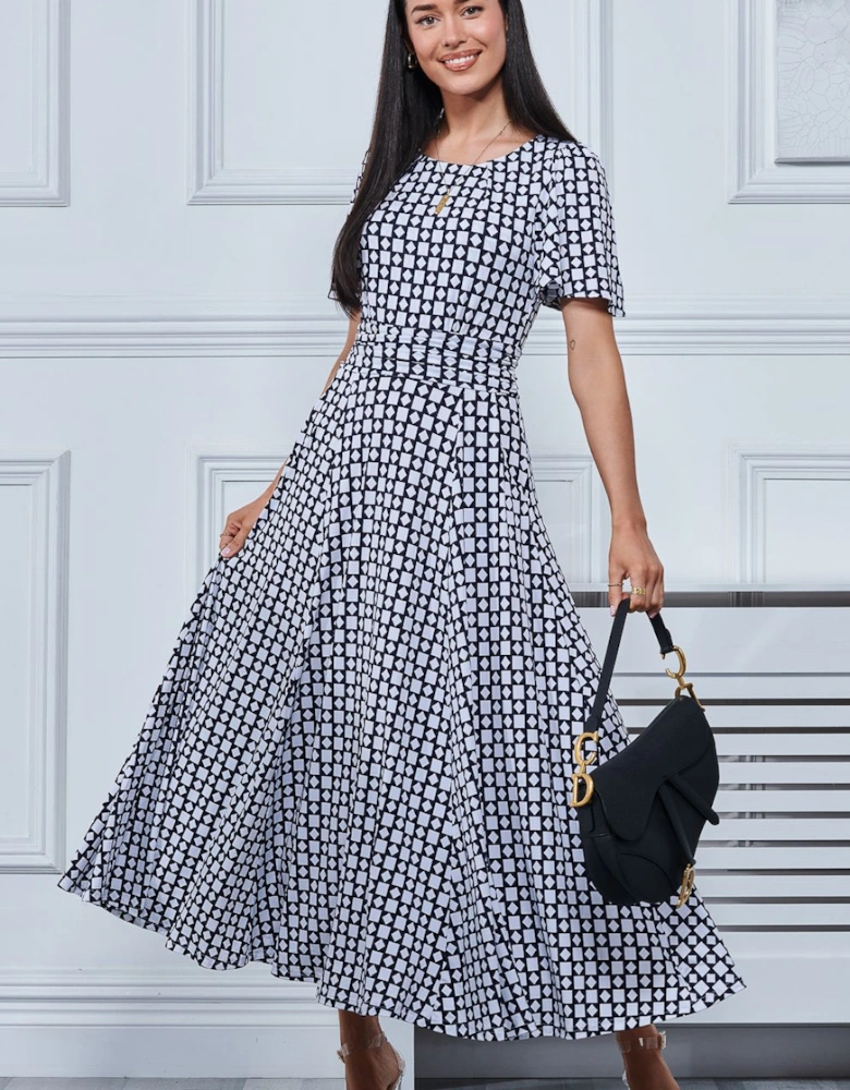 Boat Neck Angel Sleeve Maxi Dress