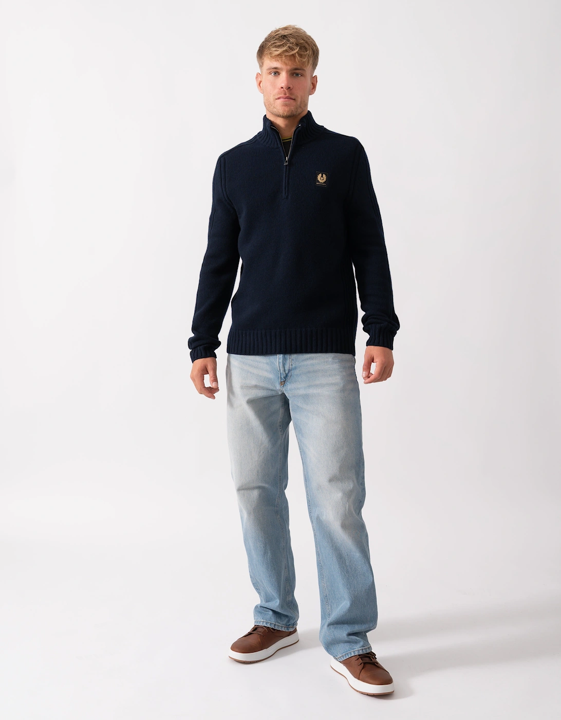 Watch Mens Quarter Zip Jumper - Dark Ink