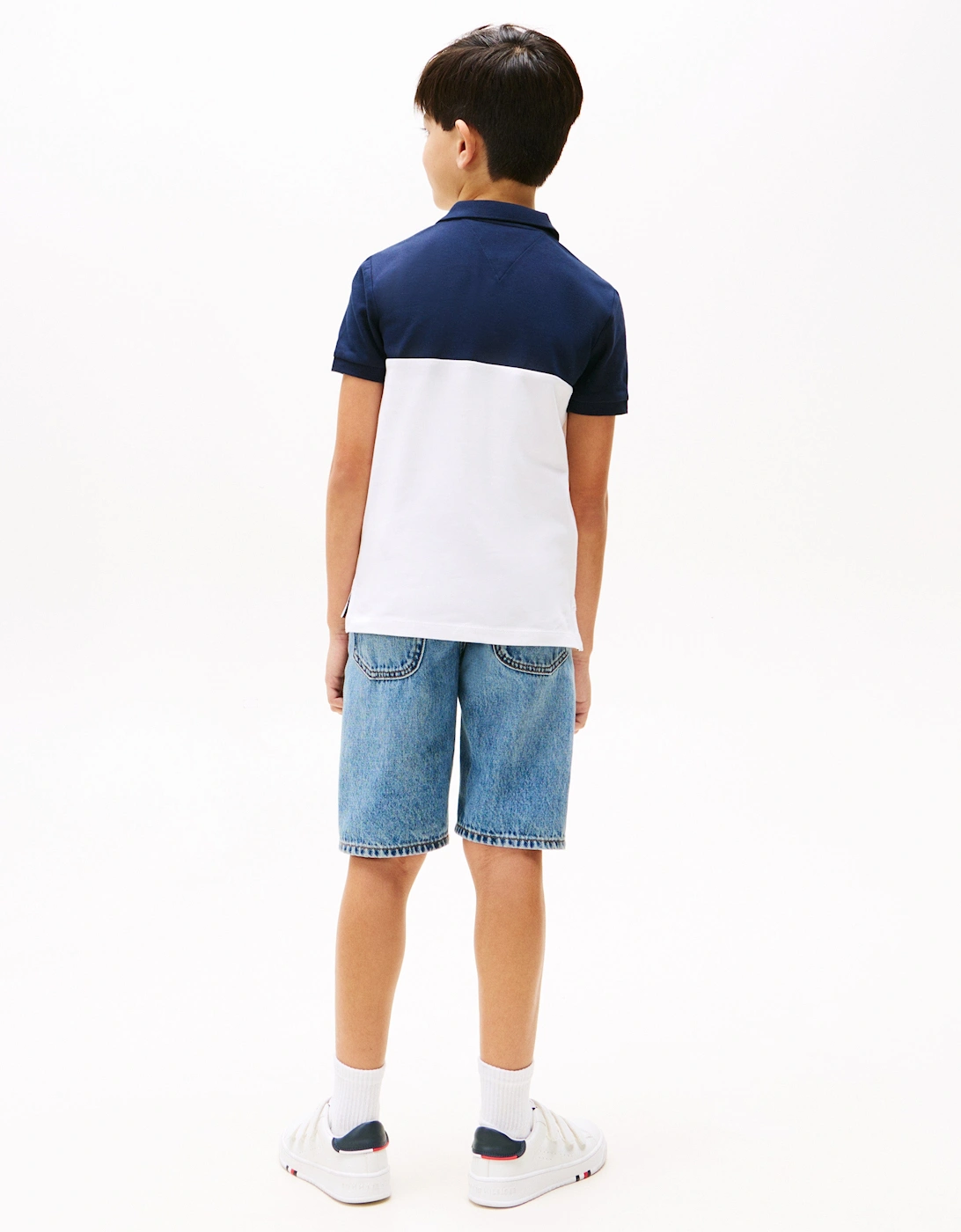Boys Colourblock Polo Shirt in Navy