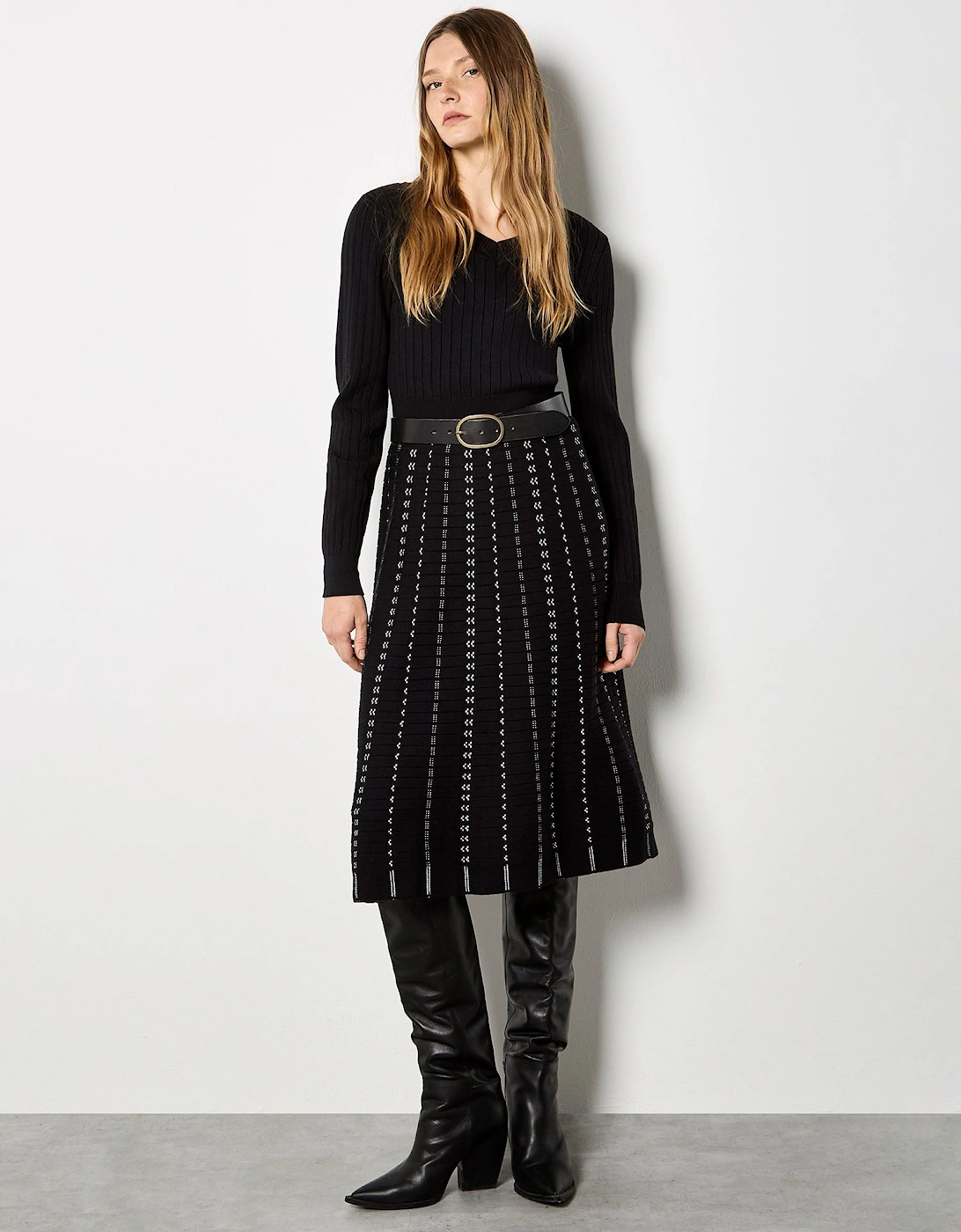 Mini Chevron Stripe Knitted Midi Dress, 2 of 1