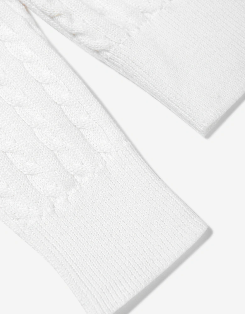 Girls Mini Cable Knit Cardigan in White