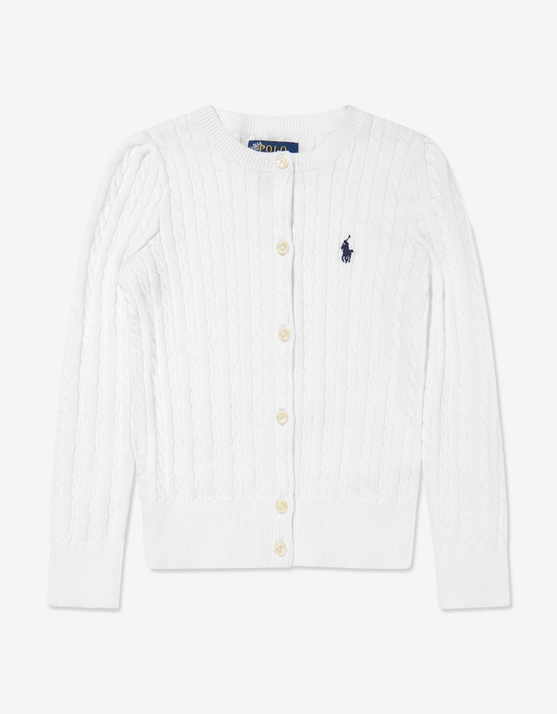 Girls Mini Cable Knit Cardigan in White