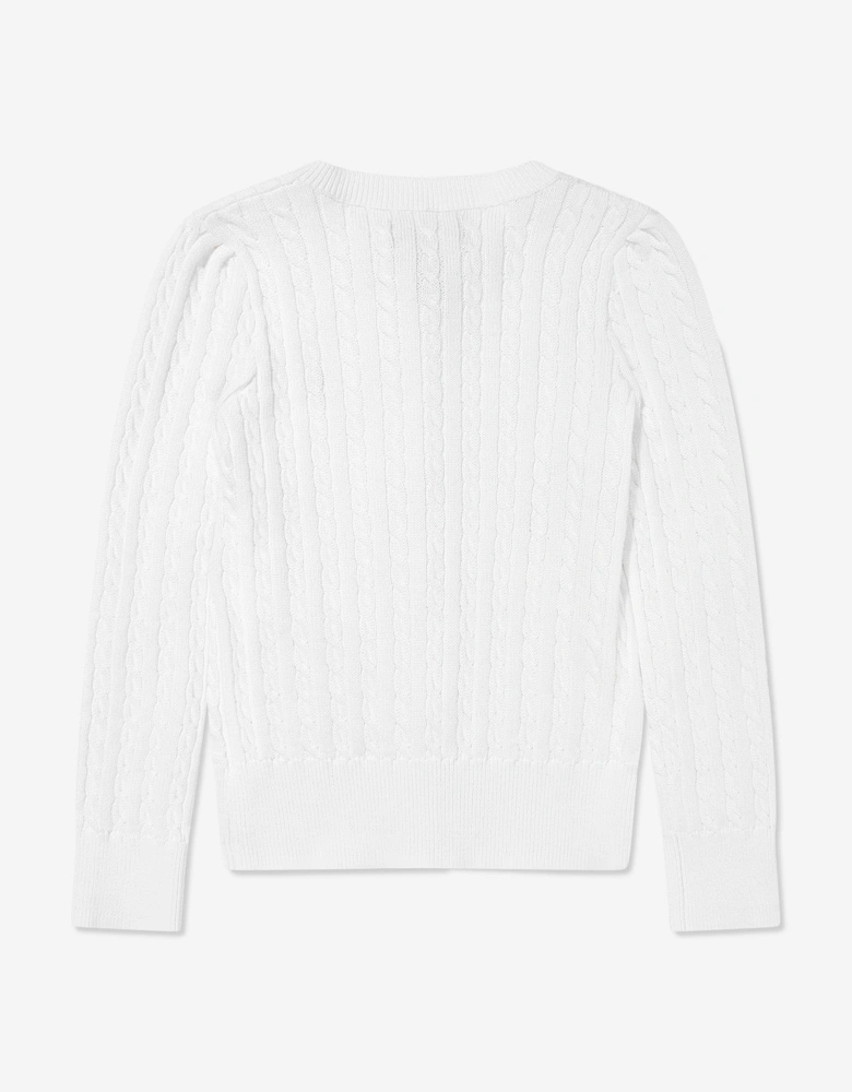 Girls Mini Cable Knit Cardigan in White