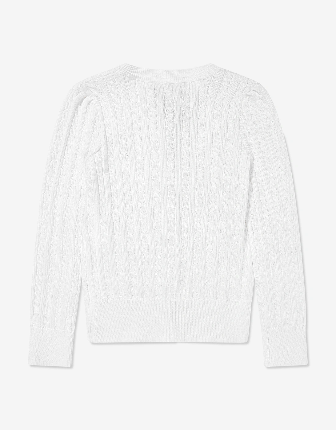 Girls Mini Cable Knit Cardigan in White