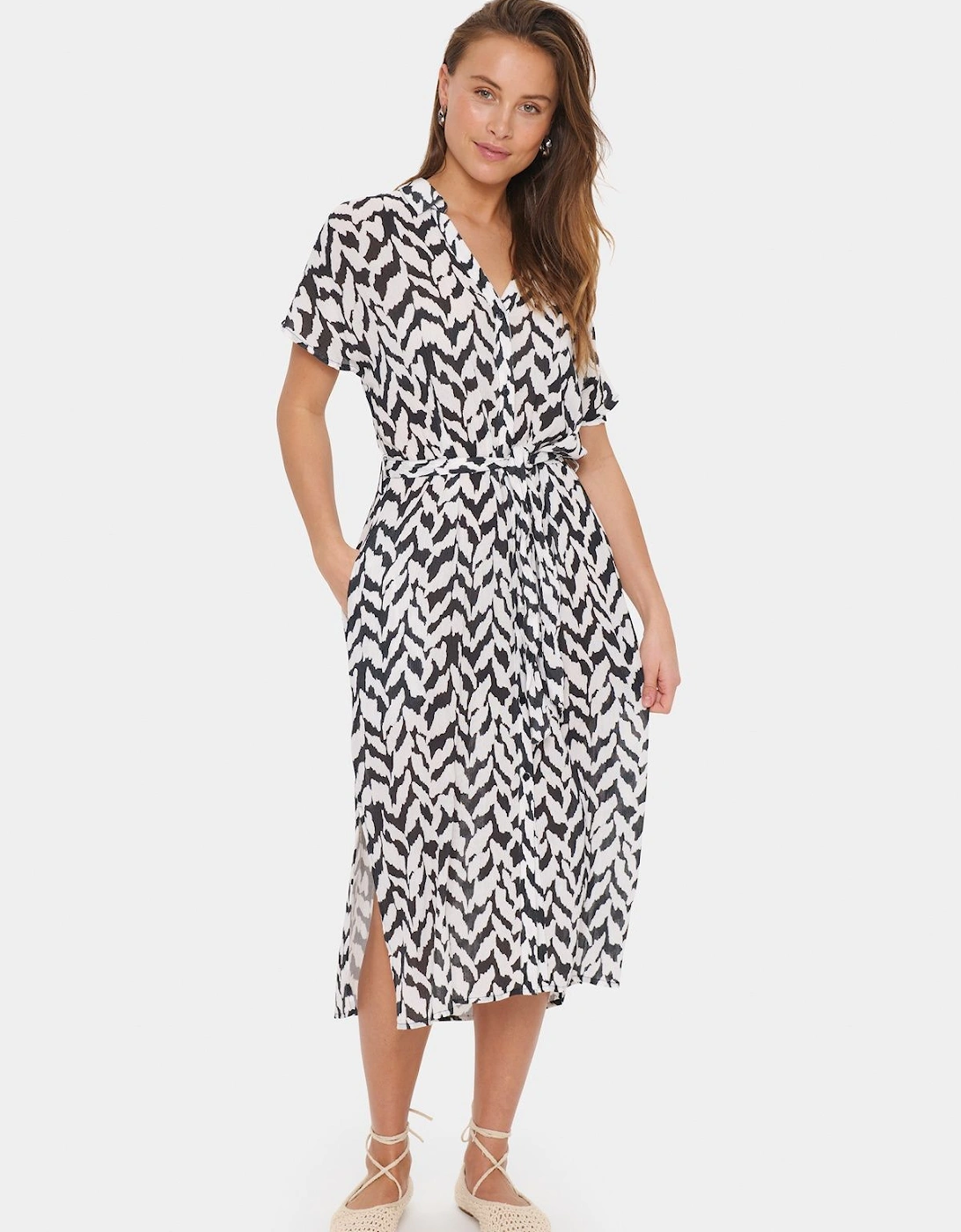 VegaSZ V-Neck Short Sleeve Midi Dress, 2 of 1